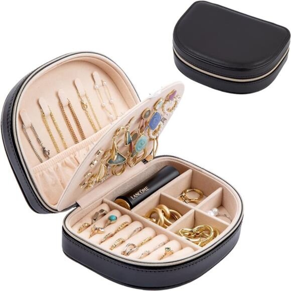 Women Mini Jewelry Organizer Jewelry Box Black - Picture 1 of 10